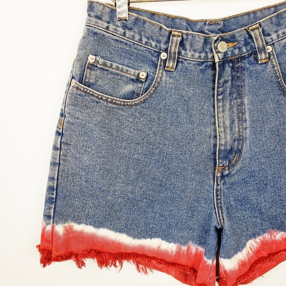 Vintage Pepe Dip Dyed Frayed Jean Shorts Sz 13/14 - Picture 2 of 8